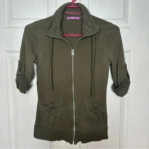 Smart  Set Sweatshirt Zippered Green Size Extra Small